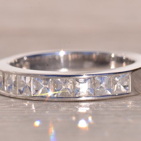 Designer Signed Blaze Cut Natural Diamond Band in White Gold - Picture 2 of 10